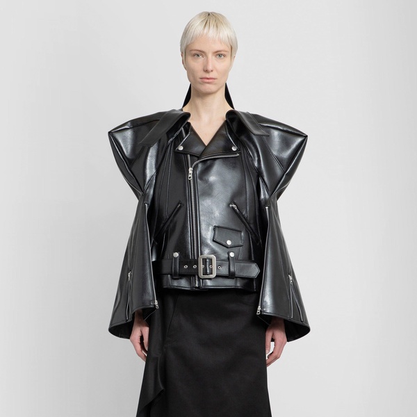 sculptural faux leather biker jacket