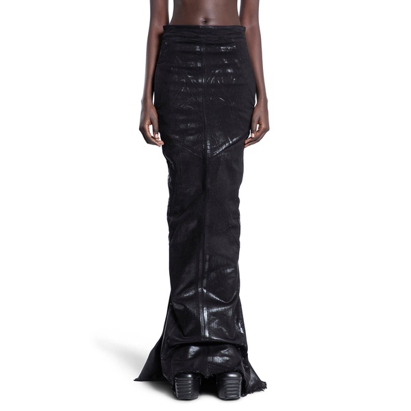 lido dirt pillar skirt in foil stretch denim