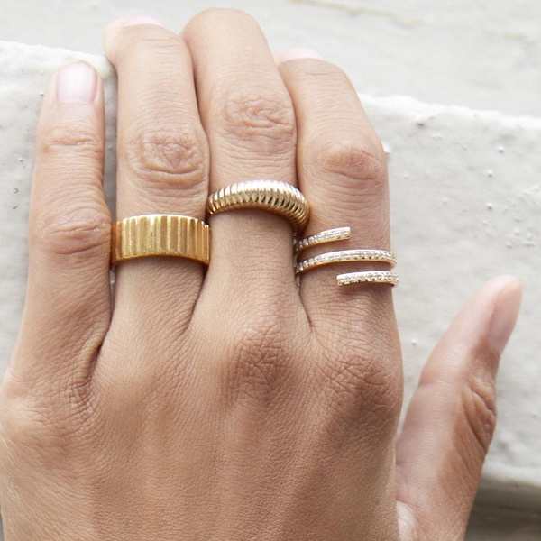 Gold Ridged Arch Ring