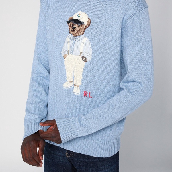 Polo Ralph Lauren Polo Bear Jumper In Light Blue Cotton