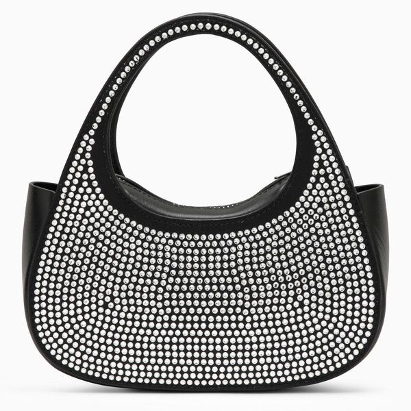 Coperni Micro Baguette Swipe Black Bag With Crystals In Leather