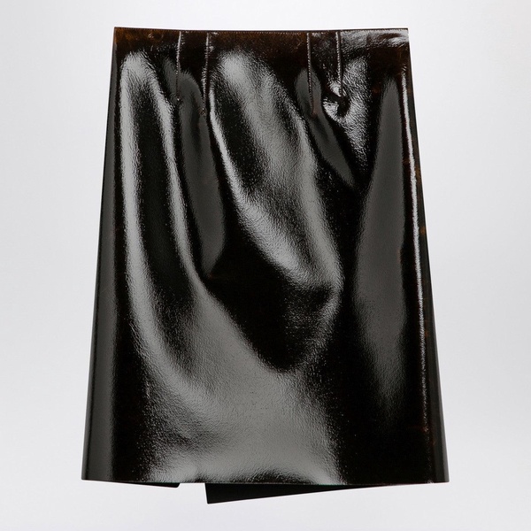 Philosophy Brown Shiny Faux Leather Pencil Skirt