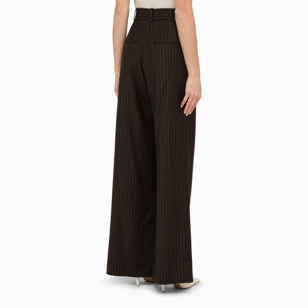 The Mannei Brown Wool Pinstripe Trousers