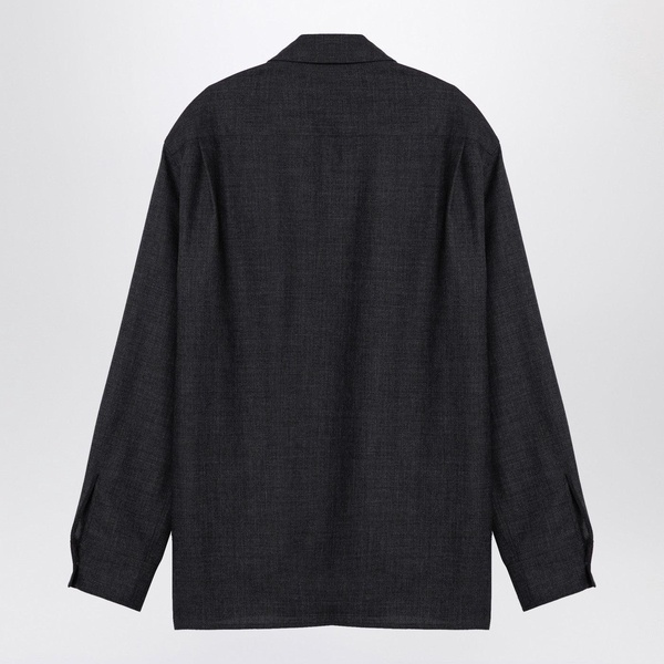 Studio Nicholson Dark Grey Wool Zip Shirt