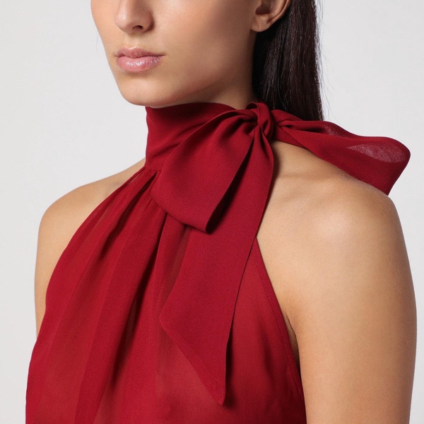 Philosophy Red Georgette Top With Bow