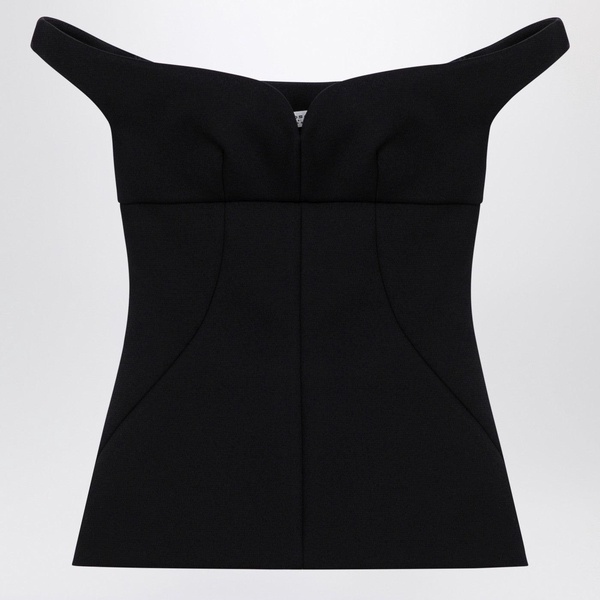 Philosophy Black Nylon Top With Sweetheart Neckline