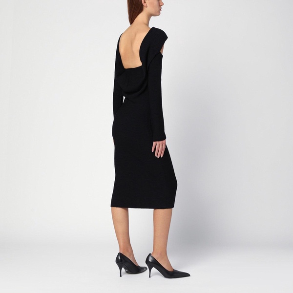 Philosophy Black Midi Dress With Crossover Detail