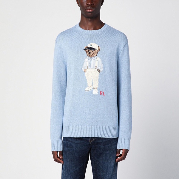 Polo Ralph Lauren Polo Bear Jumper In Light Blue Cotton