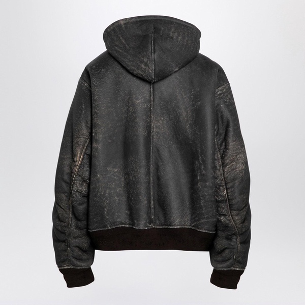 Balenciaga Brown Zip Hoodie Shearling