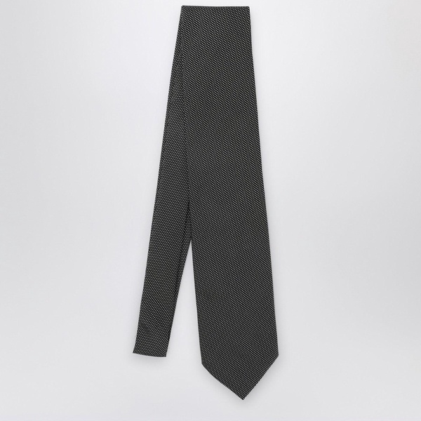 Destin Black/White Silk Small Polka Dot Tie