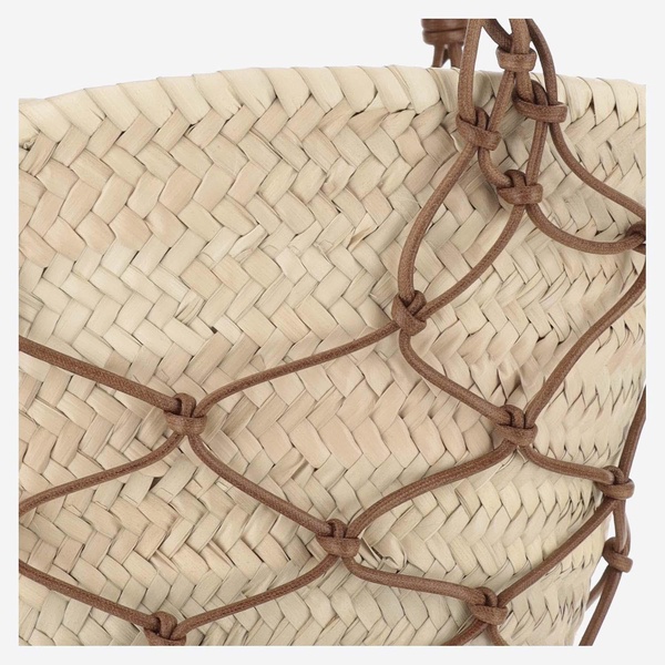 Filippo Catarzi Straw And Cotton Bag With Leather Details