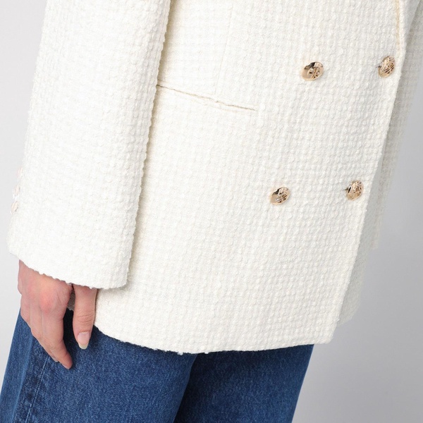 Anine Bing Ivory Double Breasted Jacket In Wool Blend