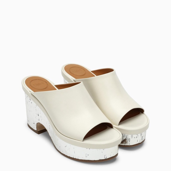 Chloé White/Silver High Wedge