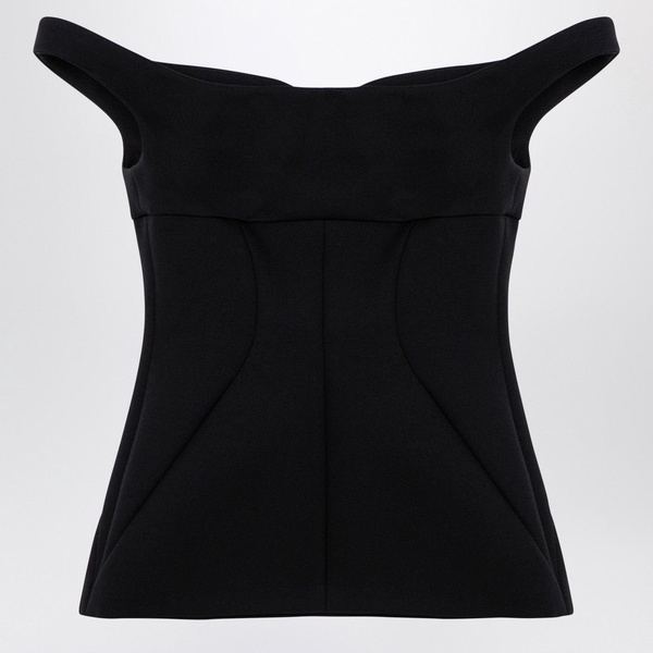 Philosophy Black Nylon Top With Sweetheart Neckline