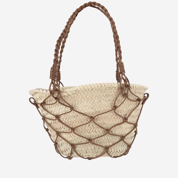 Filippo Catarzi Straw And Cotton Bag With Leather Details