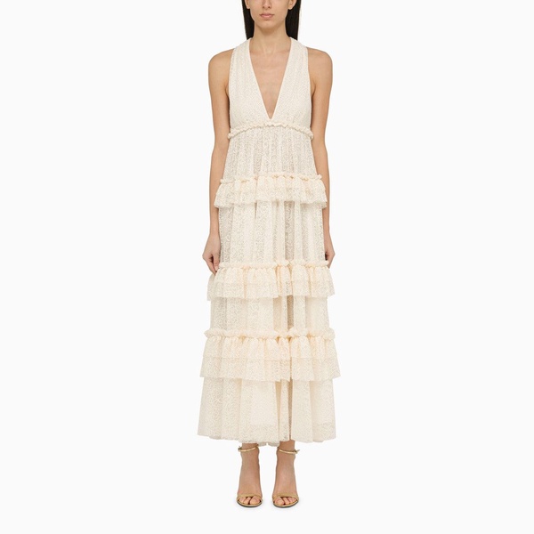 Philosophy White Lace Flounced Long Dress