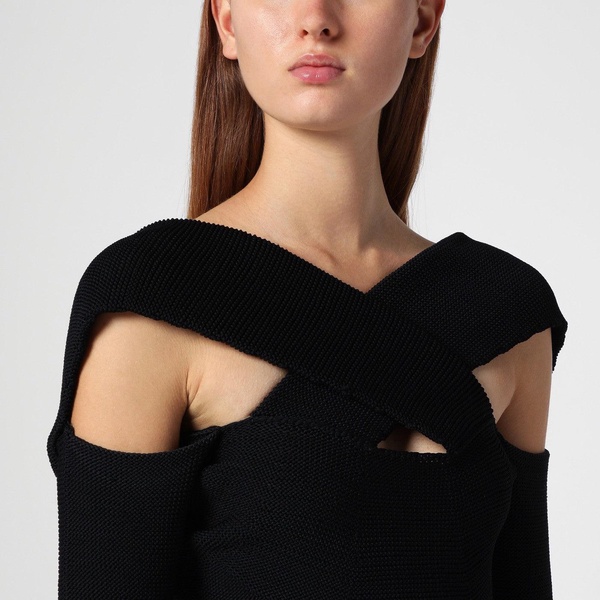 Philosophy Black Midi Dress With Crossover Detail