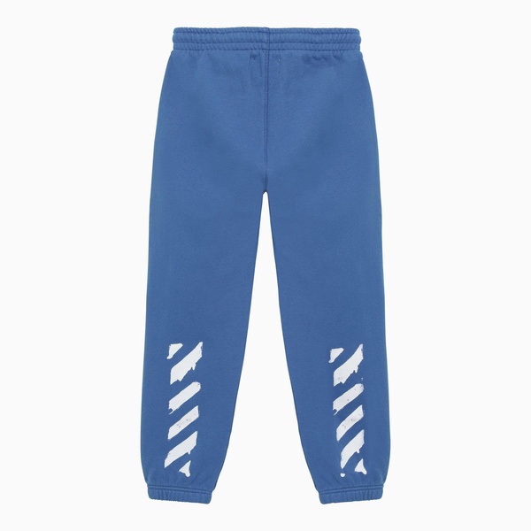 Off White™ Blue Jogging Trousers With Paint Graphic Pattern