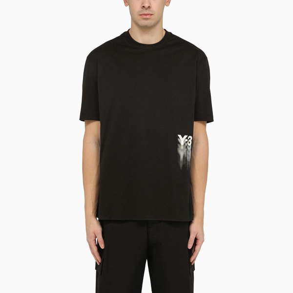 Adidas Y 3 Black Crew Neck T Shirt With Logo Blurs