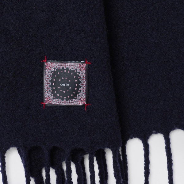 Destin Navy Blue Wool And Cahsmere Scarf