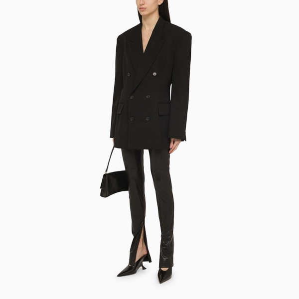 Balenciaga Cinched Double-Breasted Black Wool Jacket Women