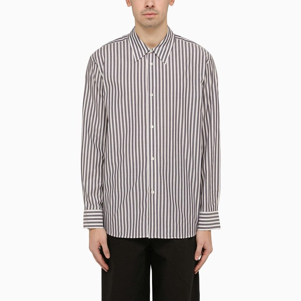 Studio Nicholson Navy Blue And Cream Striped Shirt