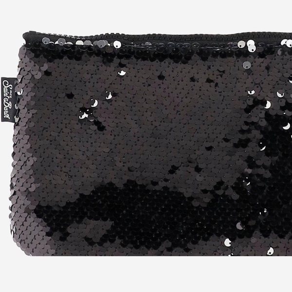 Mc2 Saint Barth Black Scuba Clutch Bag With Glitter