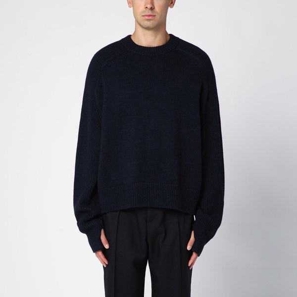 Studio Nicholson Navy Blue Jean Jumper In Wool