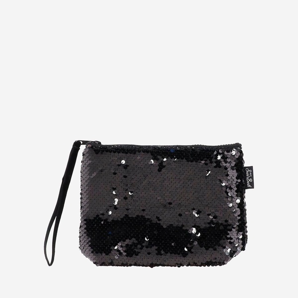 Mc2 Saint Barth Black Scuba Clutch Bag With Glitter