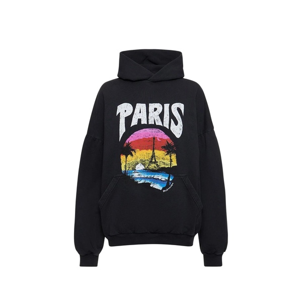 Balenciaga Cotton Printed Hooded Sweatshirt