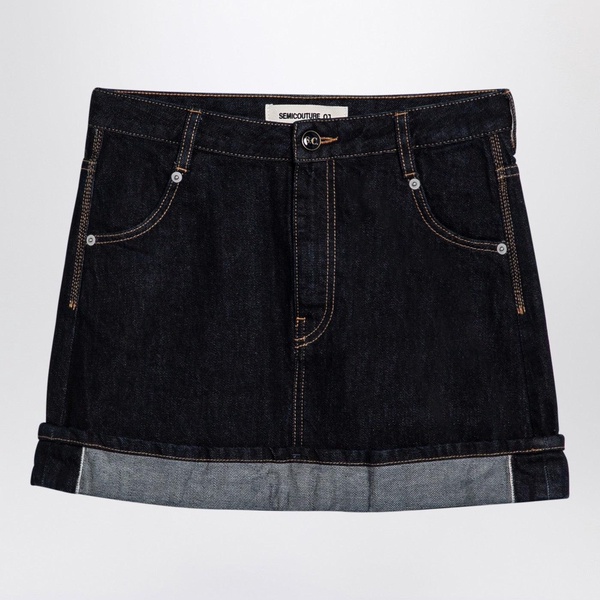 Semicouture Floriane Miniskirt In Dark Denim