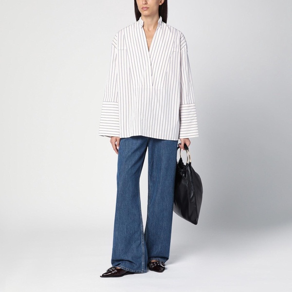 Margaux Lönnberg Holly White And Brown Striped Shirt