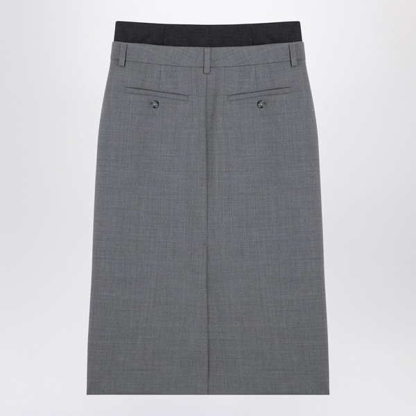 Sportmax Grey Wool Midi Skirt