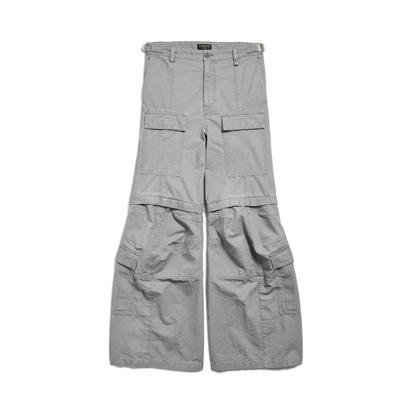 Men's Flared Cargo Pants in Grey