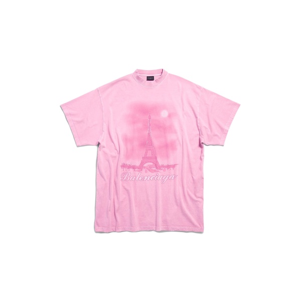 Paris Moon T-shirt Oversized in Light Pink