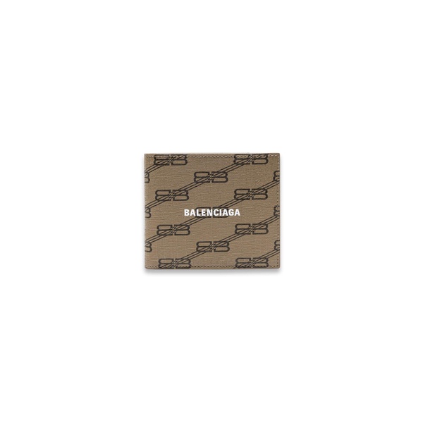 Men's Signature Square Folded Wallet Bb Monogram Coated Canvas  in Beige