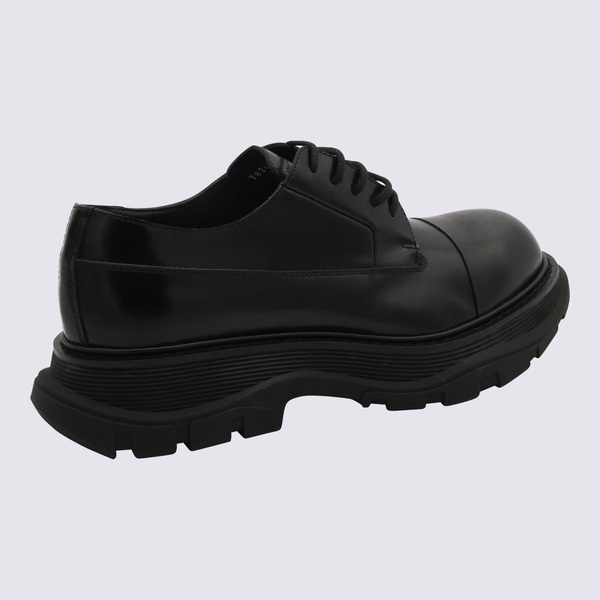 Alexander McQueen Black Leather Tread Derby Shoes