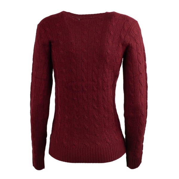 Ralph Lauren Bordeaux Wool And Cashmere Cable Knit Sweater