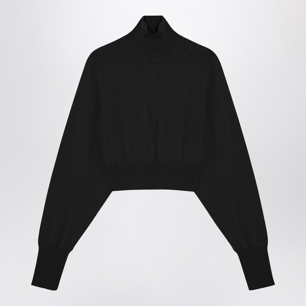 Sportmax Black Cropped Turtleneck Sweater