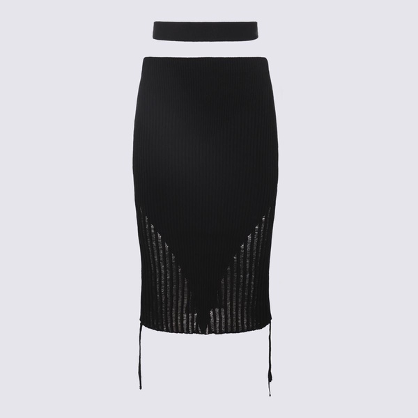 Andreādamo Black Viscose Blend Skirt