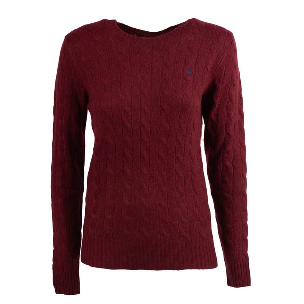 Ralph Lauren Bordeaux Wool And Cashmere Cable Knit Sweater