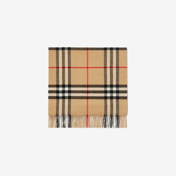 Wide Check Cashmere Scarf