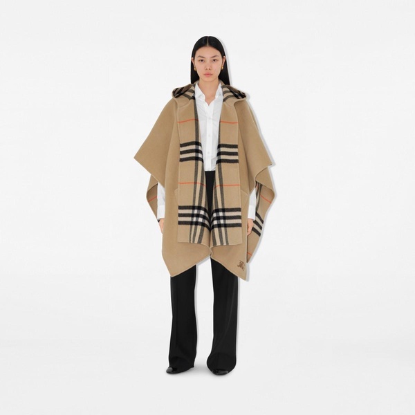 Reversible Check Cashmere Cape