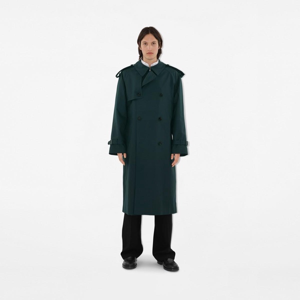 Long Cotton Blend Trench Coat