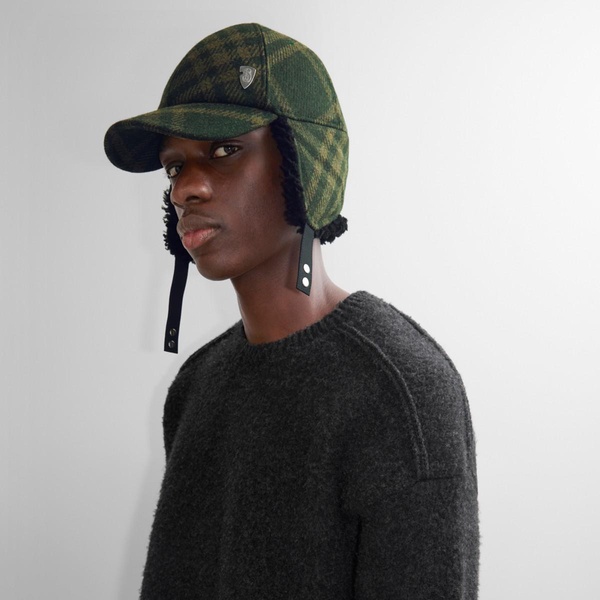 Shearling Trim Corduroy Trapper Cap