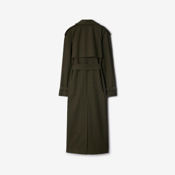 Long Stretch Wool Trench Coat