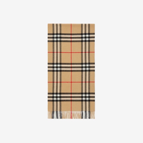 Wide Check Cashmere Scarf