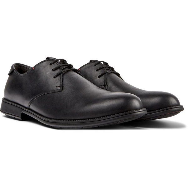 Black leather lace-up shoes for men