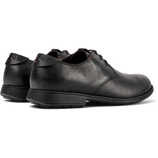 Black leather lace-up shoes for men