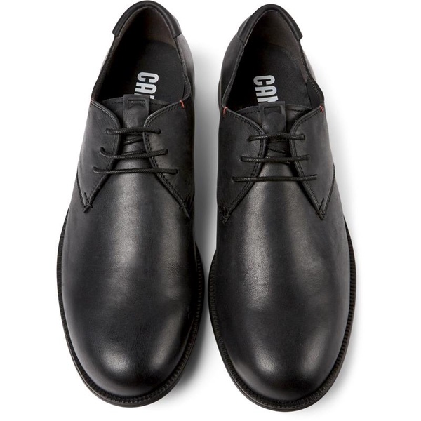 Black leather lace-up shoes for men